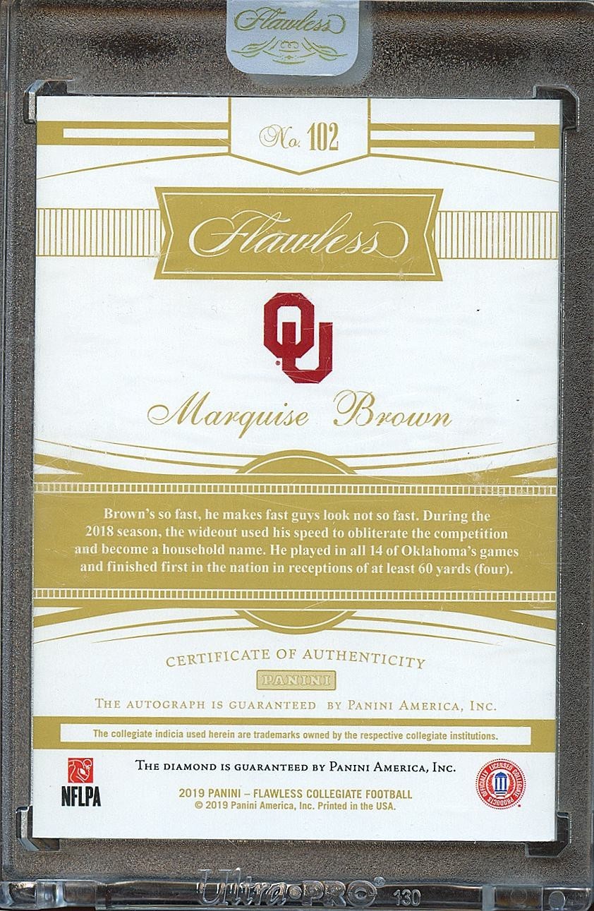 Marquise Brown 2019 Flawless Auto Autograph Diamond Gem RC OU Sooners 8/25