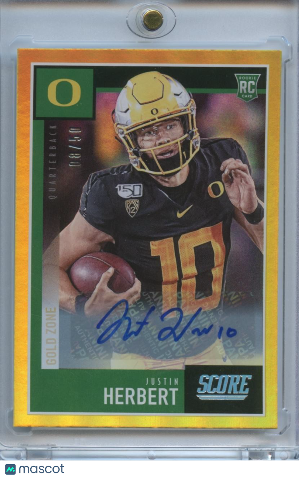 Justin Herbert 2020 Score GOLD Auto Autograph RC Oregon Ducks Chargers 8/50