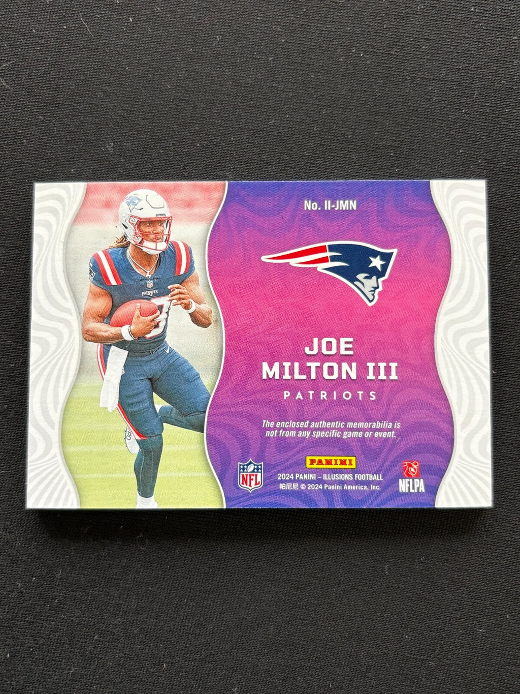 Joe Milton 2024 Illusions 3 Color Patch Rookie RC NE Patriots Cowboys 4/50
