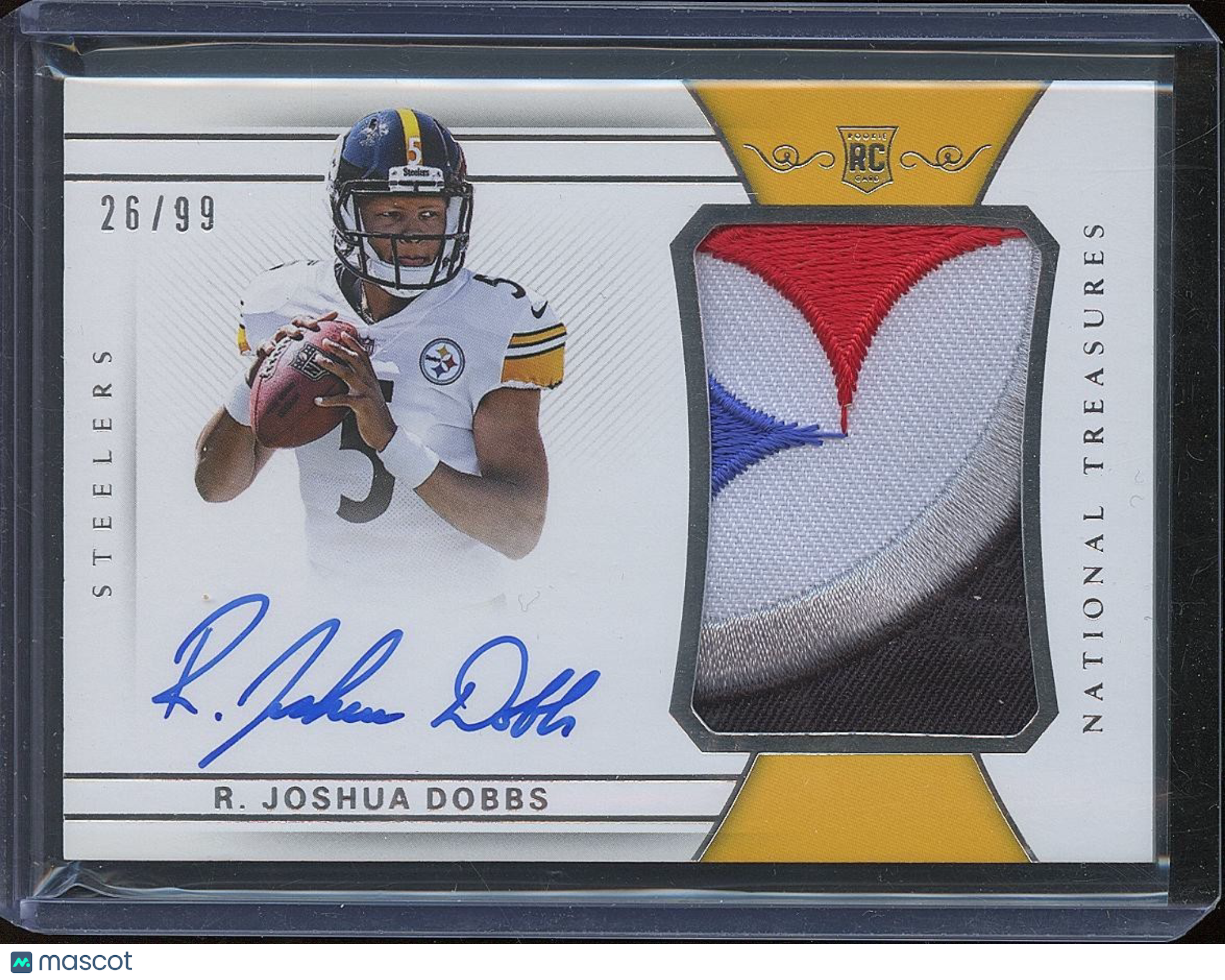 R. Joshua Dobbs 2017 National Treasures Auto Autograph LOGO Patch Steelers /99