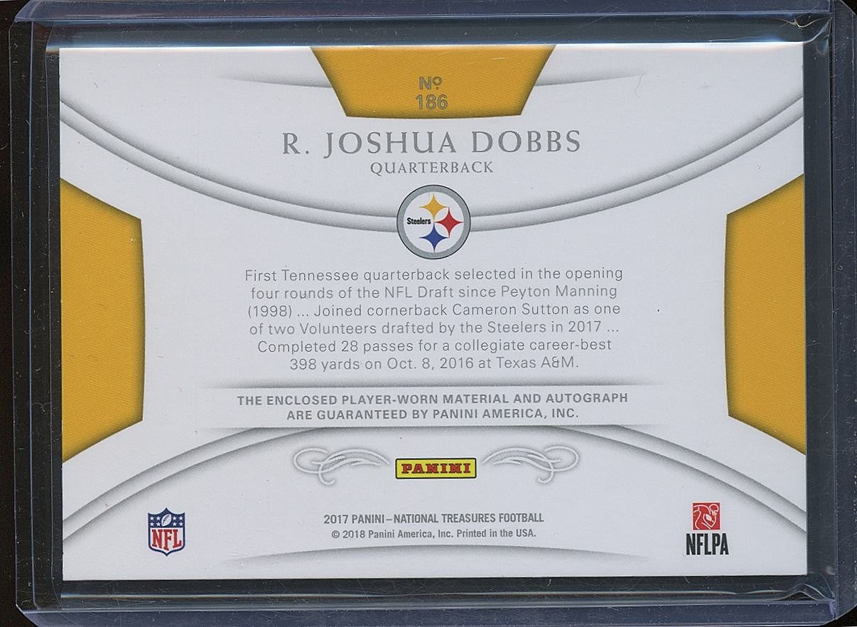 R. Joshua Dobbs 2017 National Treasures Auto Autograph LOGO Patch Steelers /99