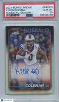 Keon Coleman 2024 Topps Chrome Auto Autograph Rookie RC Buffalo Bills PSA 10