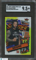 Roman Reigns 2021 Topps Chrome Slam Attax Yellow Refractor 94/99 SGC 9.5