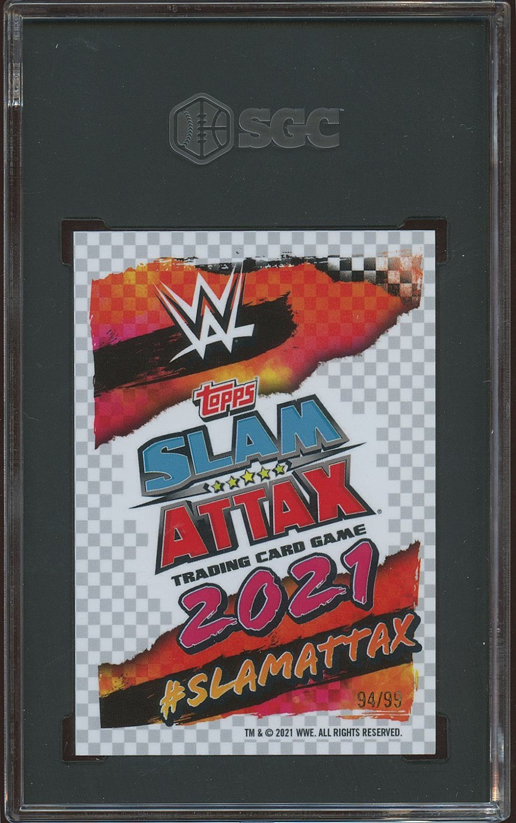 Roman Reigns 2021 Topps Chrome Slam Attax Yellow Refractor 94/99 SGC 9.5