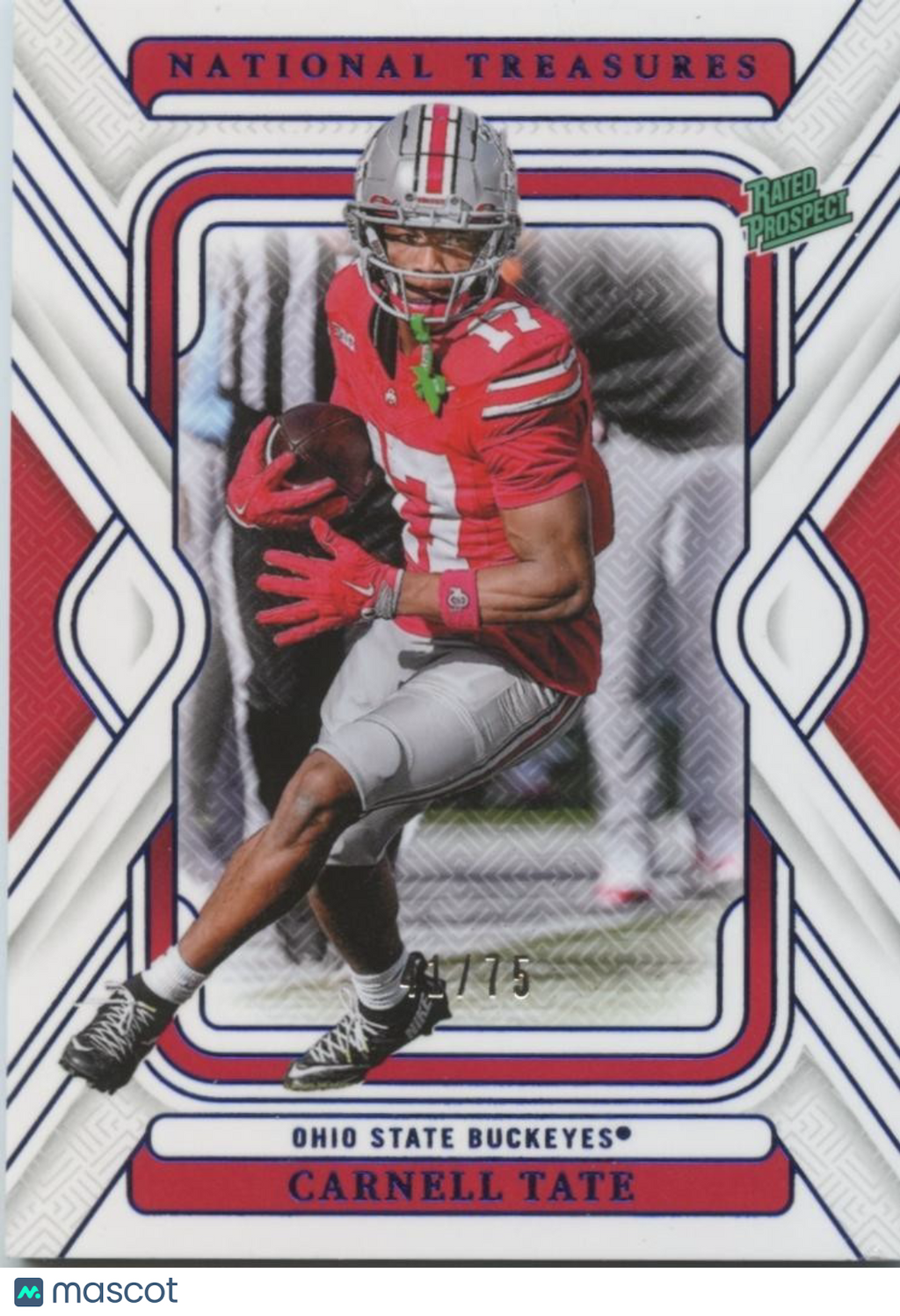 Carnell Tate 2025 National Treasures Rookie RC Ohio State Buckeyes 41/75