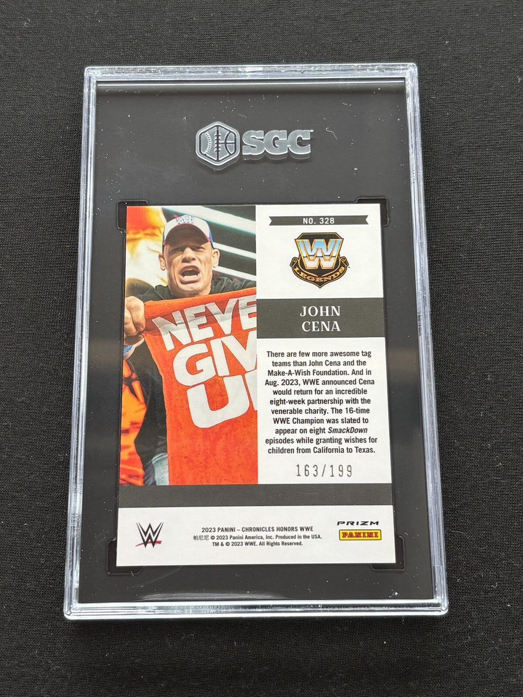 John Cena 2023 Panini Honors Red Prizm WWE Wrestling 163/199 #328 SGC 9.5