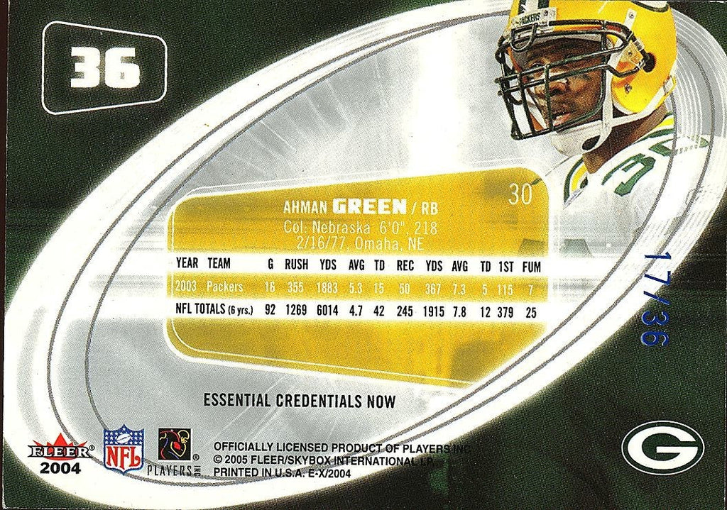 Ahman Green 2004 Fleer EX Essential Credentials NOW Green Bay Packers 17/36 #36