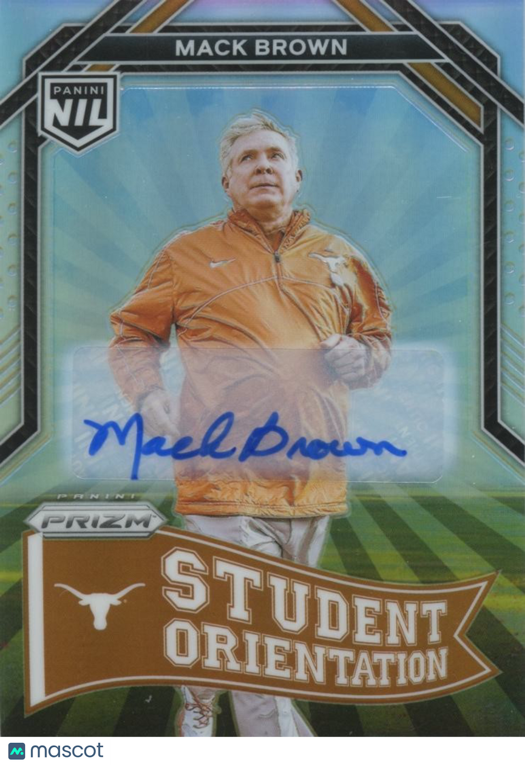 Mack Brown 2025 Prizm NIL Silver Orientation Auto Autograph Texas Longhorns