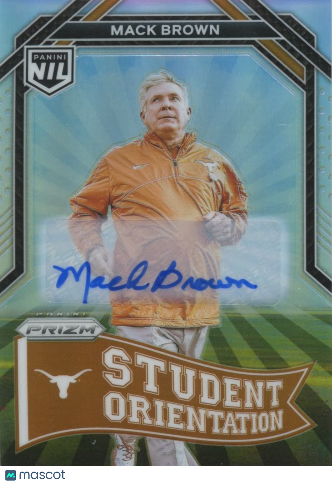 Mack Brown 2025 Prizm NIL Silver Orientation Auto Autograph Texas Longhorns