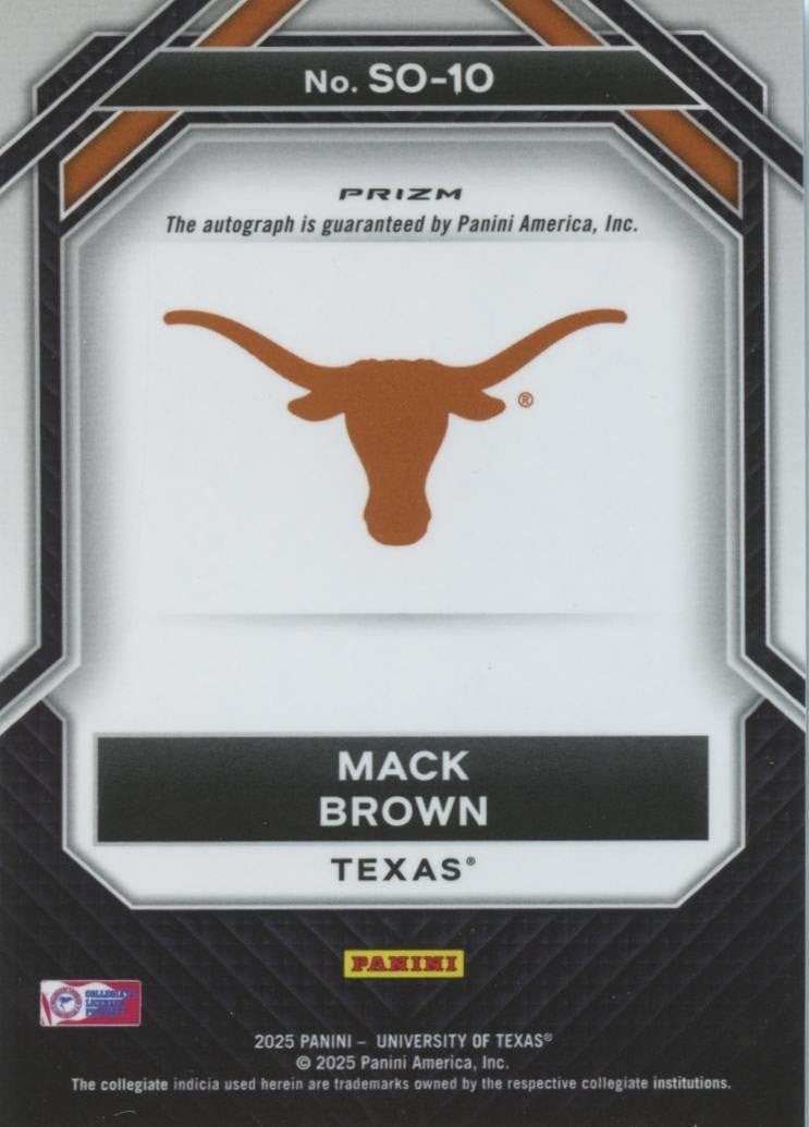 Mack Brown 2025 Prizm NIL Silver Orientation Auto Autograph Texas Longhorns