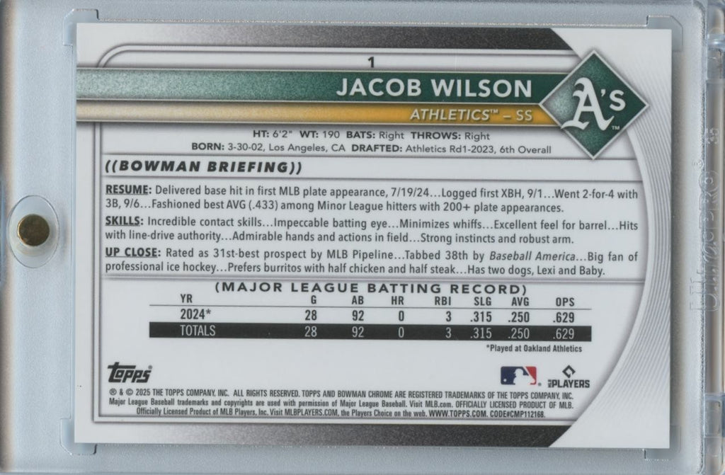 Jacob Wilson 2025 Bowman Chrome Tie-Dye Rookie RC Athletics 13/25