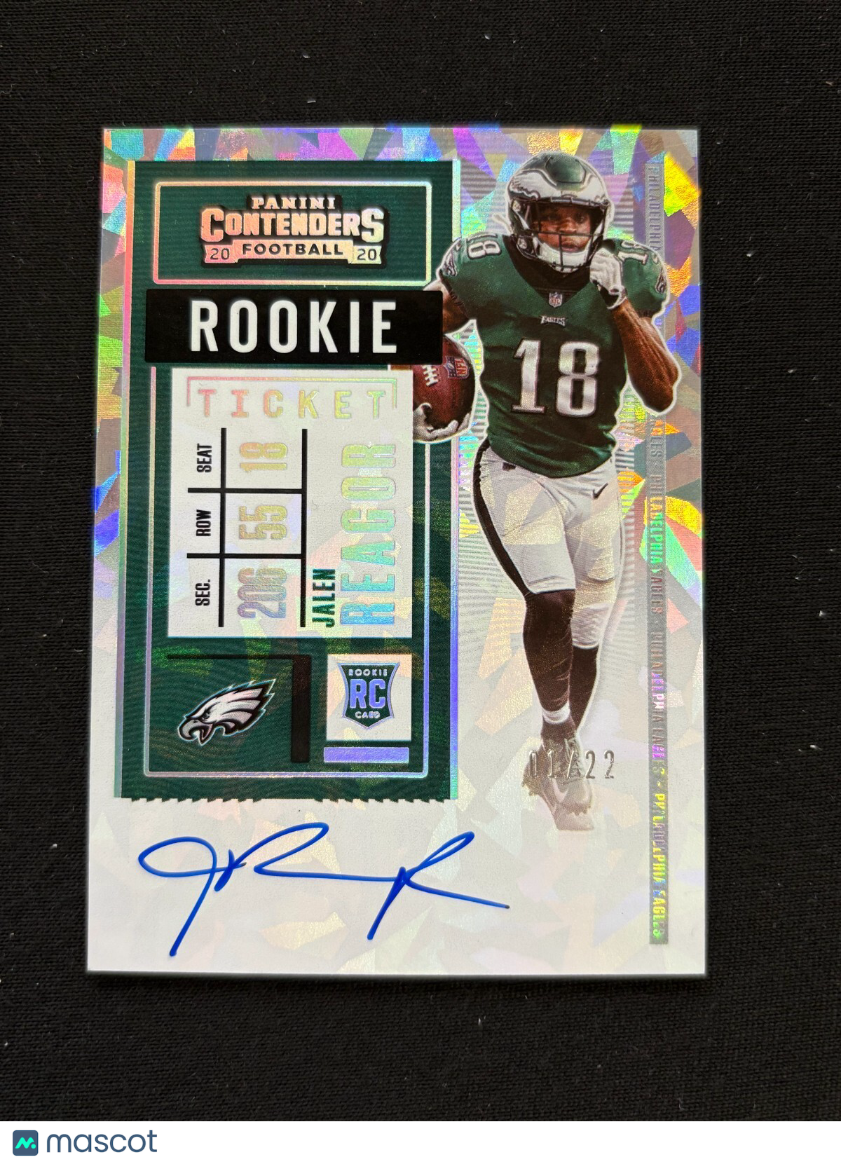Jalen Reagor 2020 Contenders Auto Autograph Cracked Ice RC Rookie Eagles 1/22