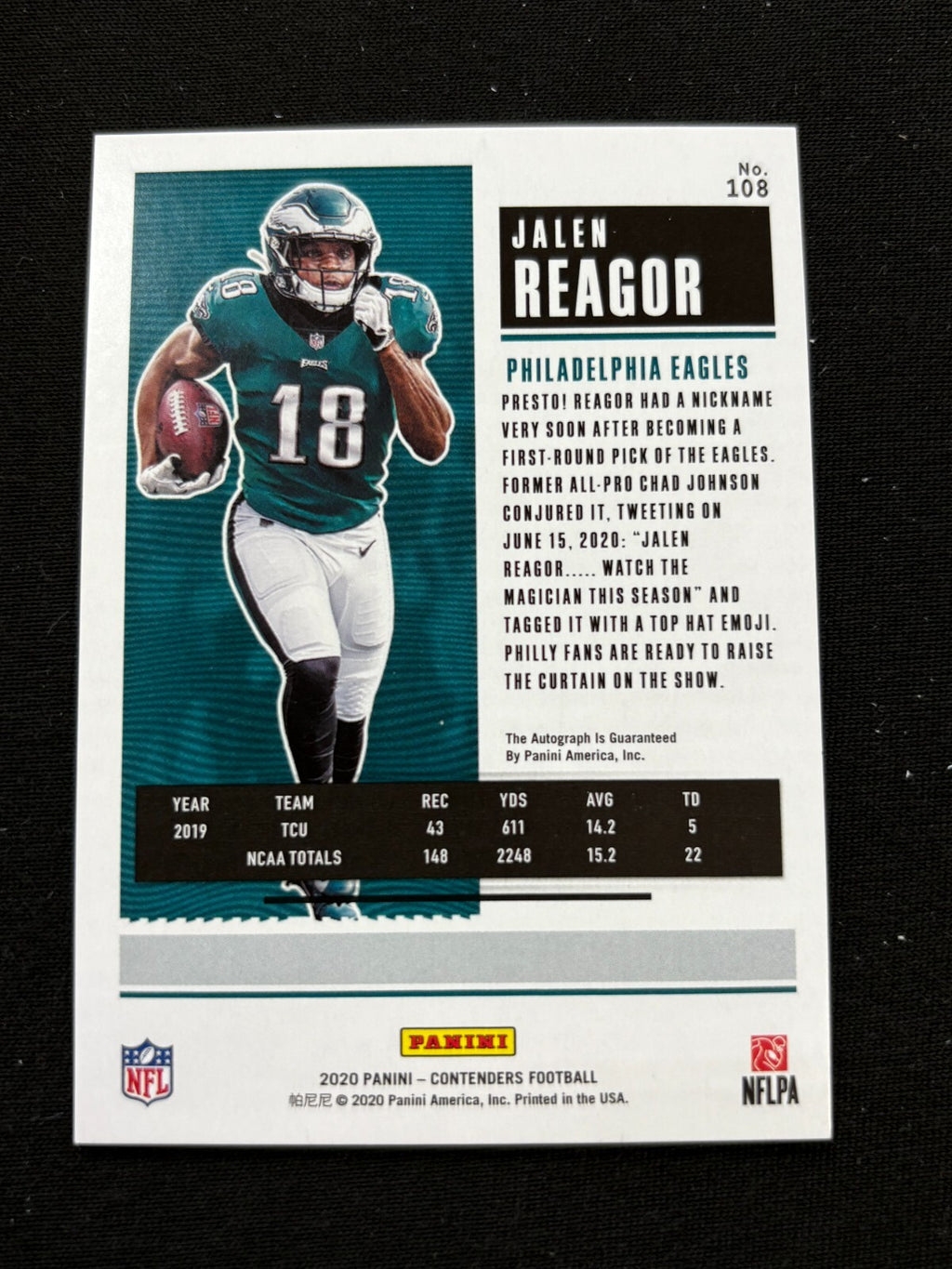 Jalen Reagor 2020 Contenders Auto Autograph Cracked Ice RC Rookie Eagles 1/22