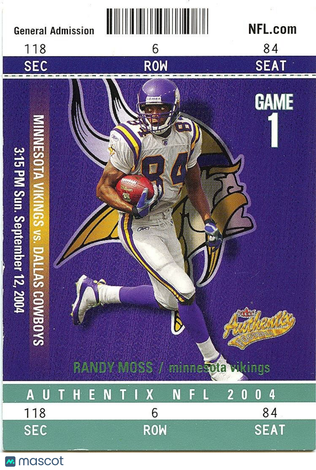 Randy Moss 2004 Fleer Authentix Green Minnesota Vikings 3/100 #8