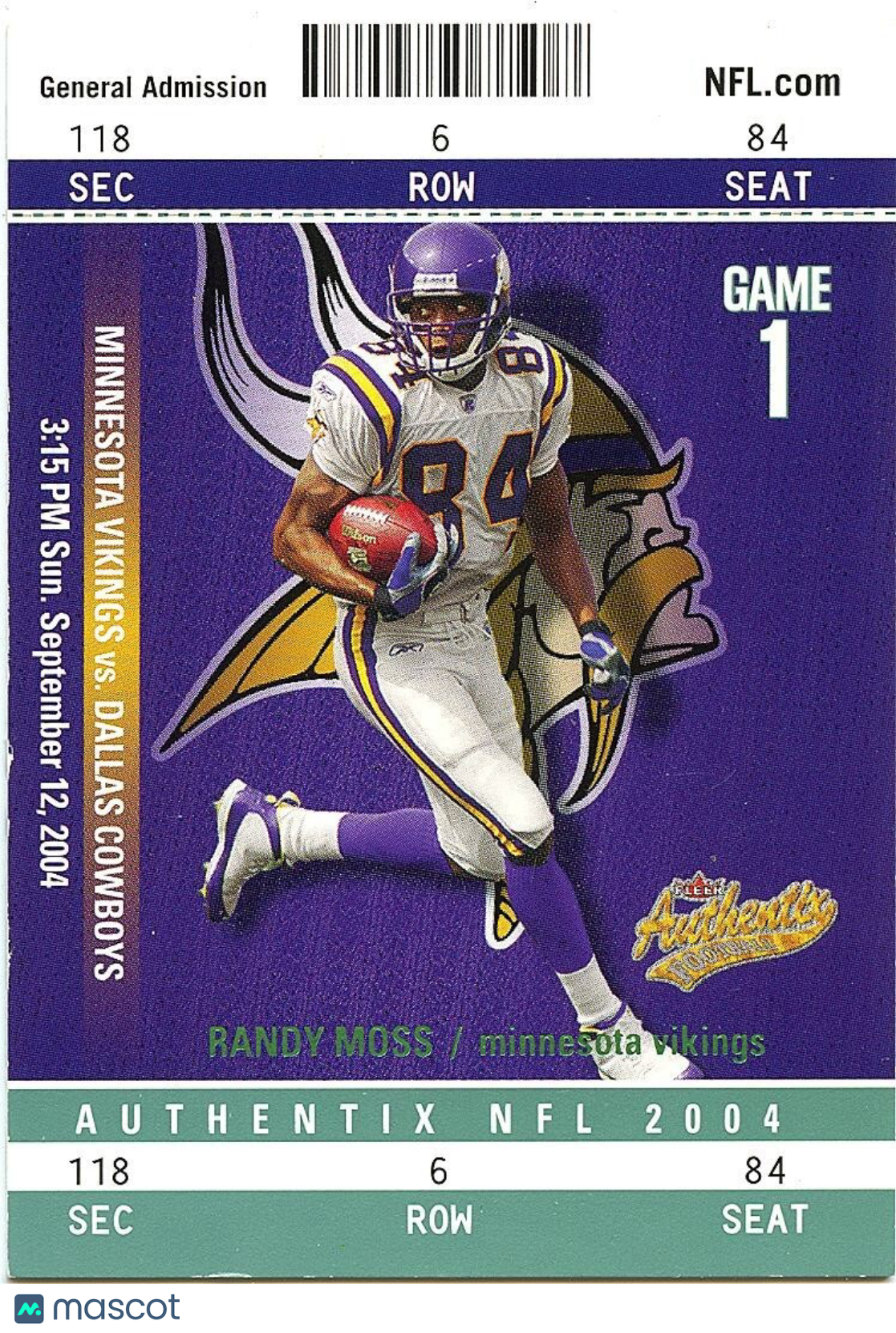 Randy Moss 2004 Fleer Authentix Green Minnesota Vikings 3/100 #8