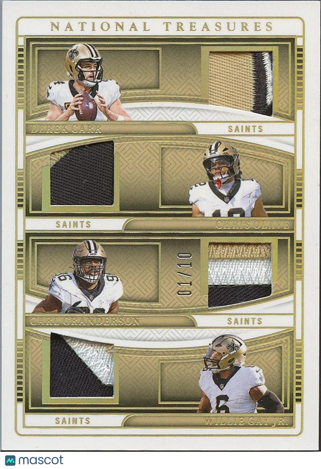 Derek Carr / Olave / Granderson / Gay 2024 National Treasures Patch Saints 1/10