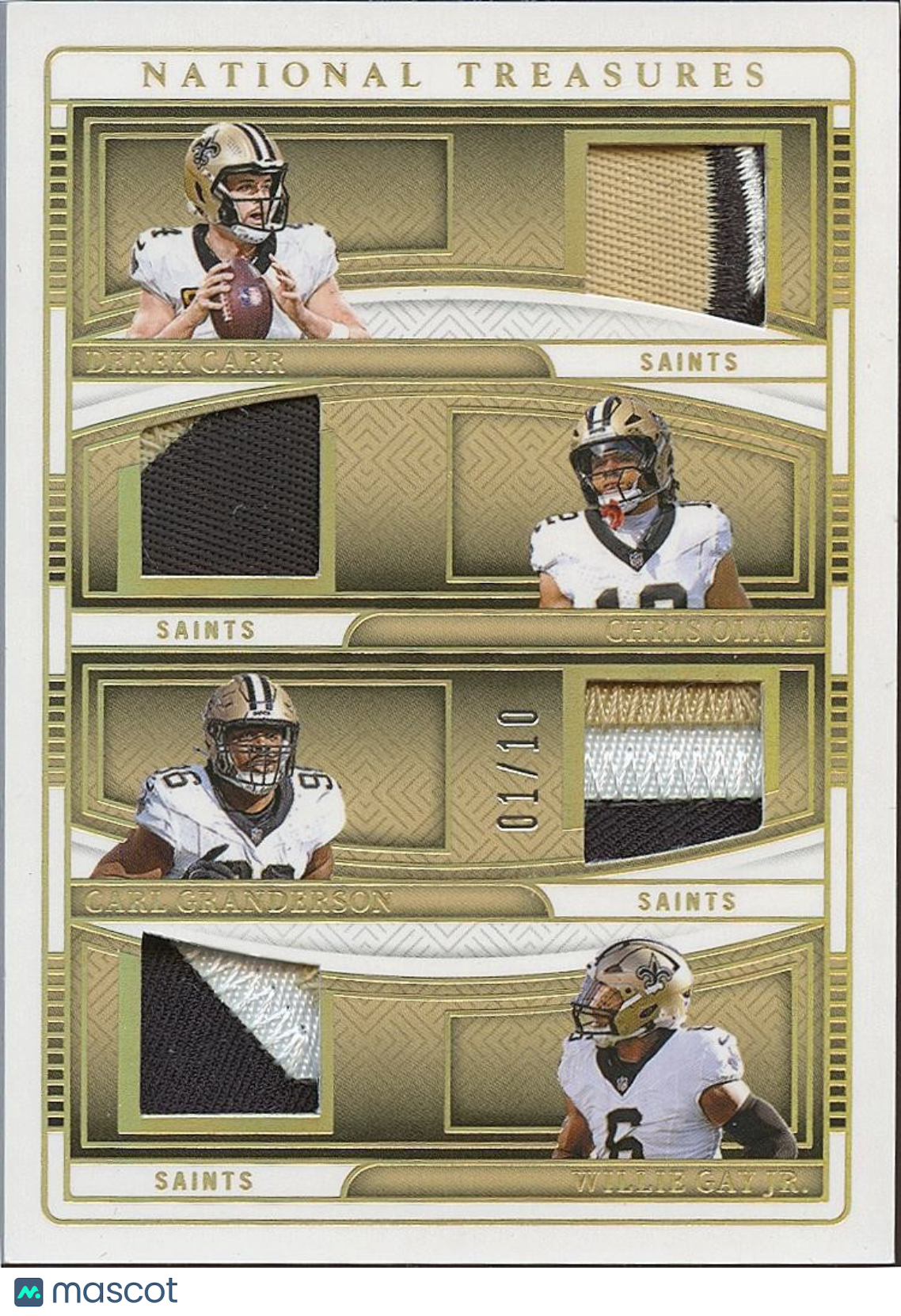 Derek Carr / Olave / Granderson / Gay 2024 National Treasures Patch Saints 1/10