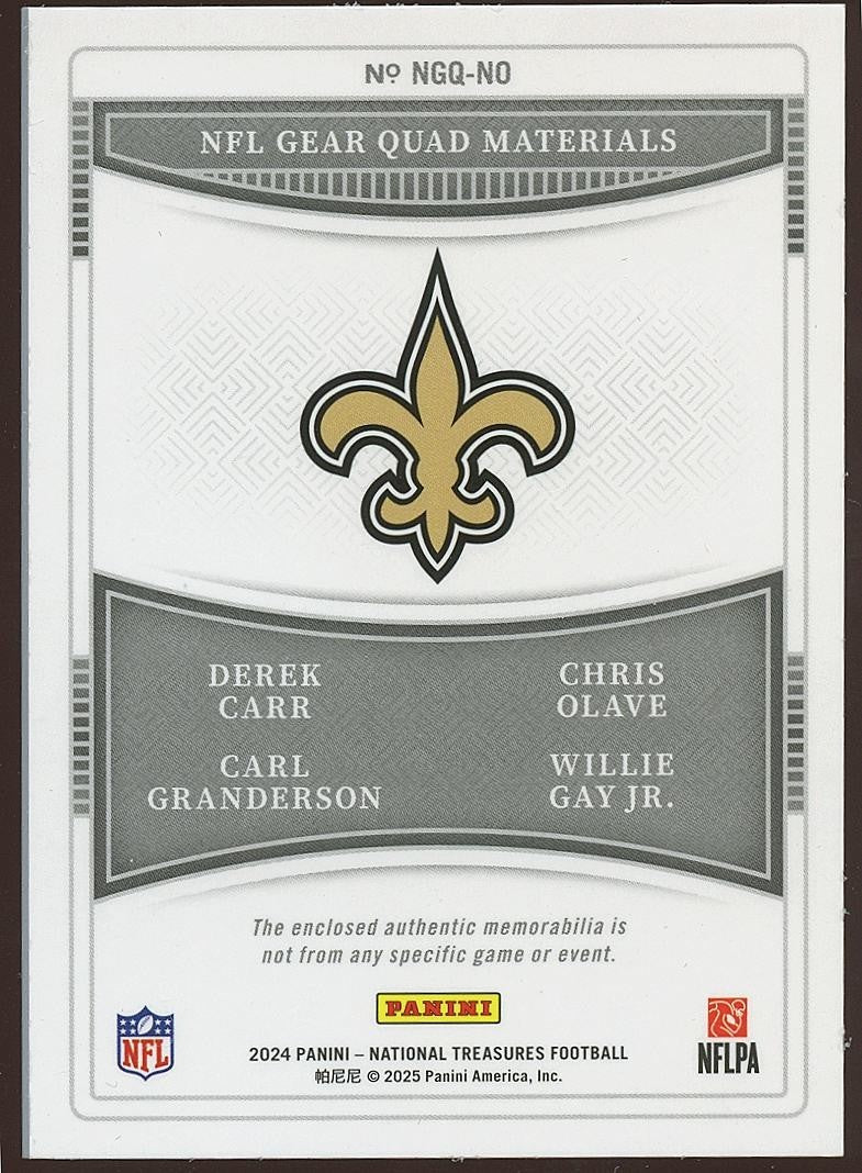 Derek Carr / Olave / Granderson / Gay 2024 National Treasures Patch Saints 1/10