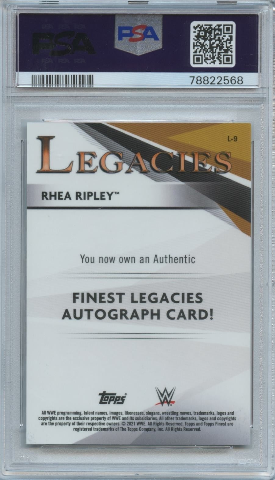Rhea Ripley 2021 Finest Orange Auto Autograph Legacies 25/25 WWE PSA 10