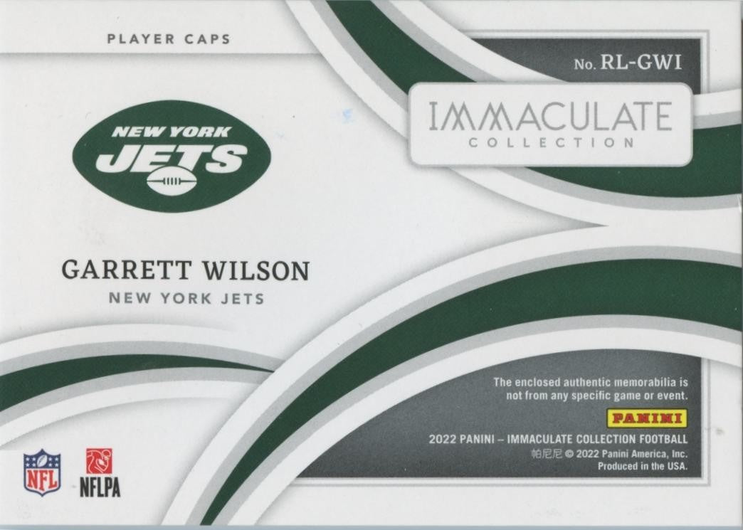 Garrett Wilson 2022 Immaculate Player Caps Patch RC Rookie SSP New York Jets 3/5