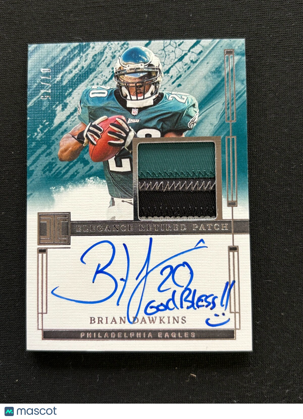 Brian Dawkins 2024 Impeccable Auto Autograph Inscription Patch Eagles 7/75