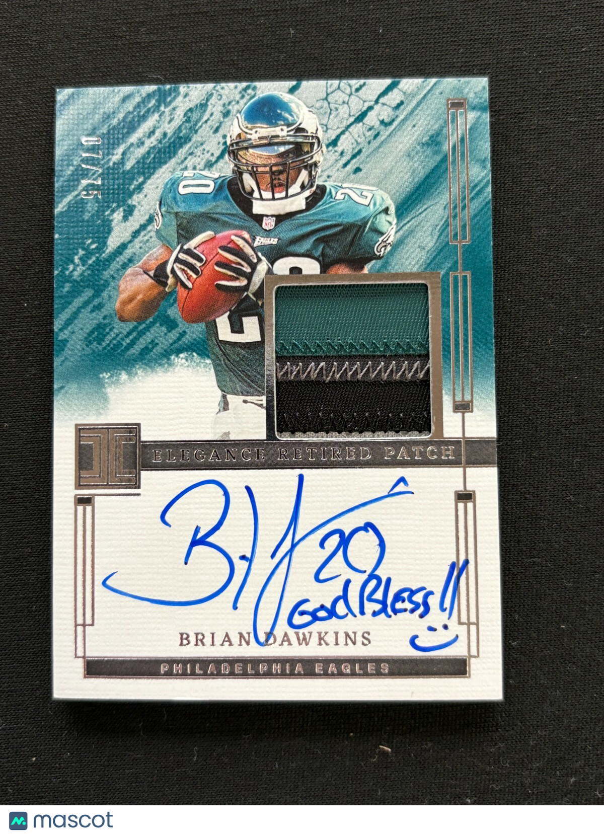 Brian Dawkins 2024 Impeccable Auto Autograph Inscription Patch Eagles 7/75