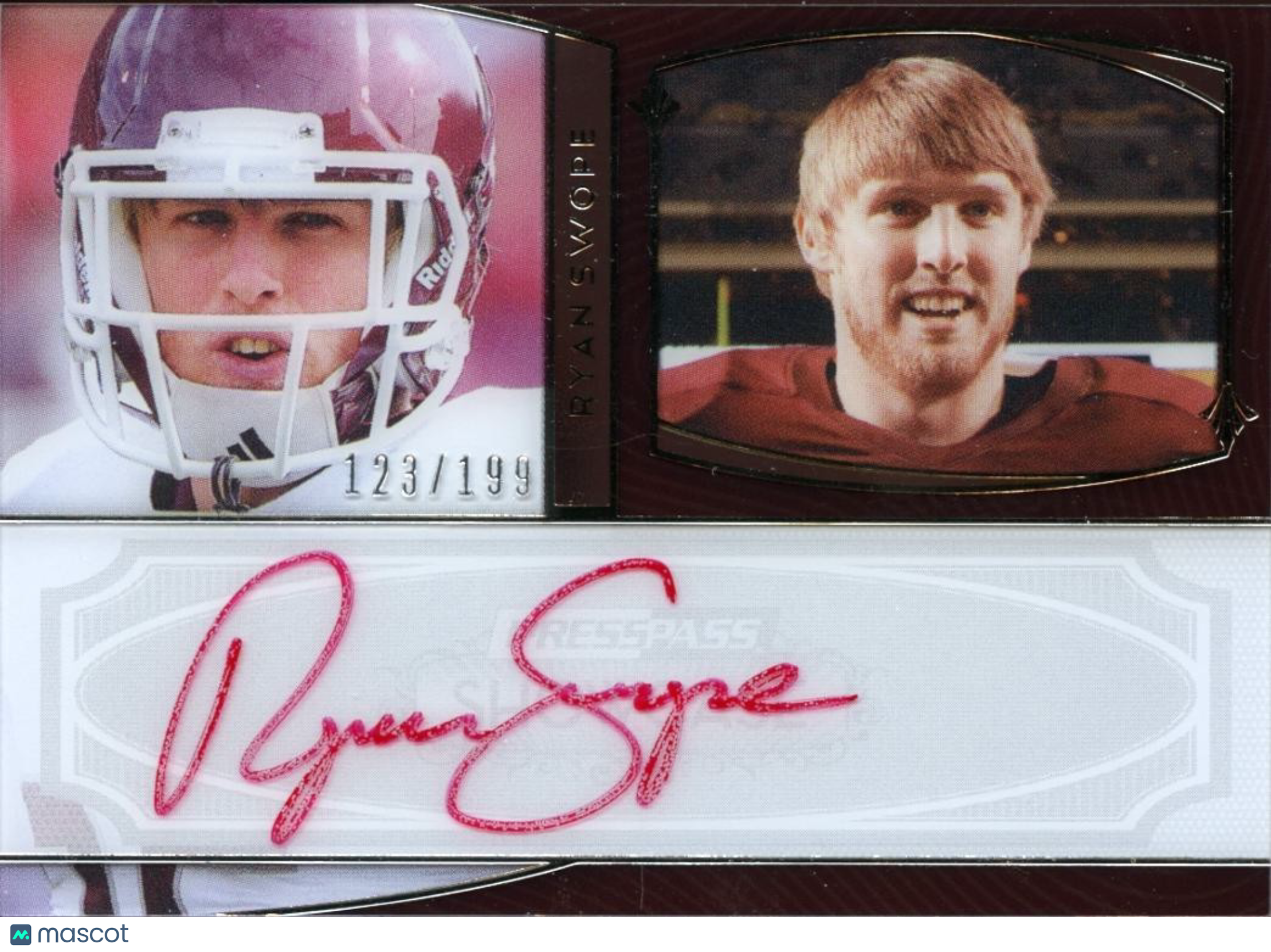 Ryan Swope 2013 Press Pass Red Ink Auto Autograph SSP Texas A&M Aggies 123/199