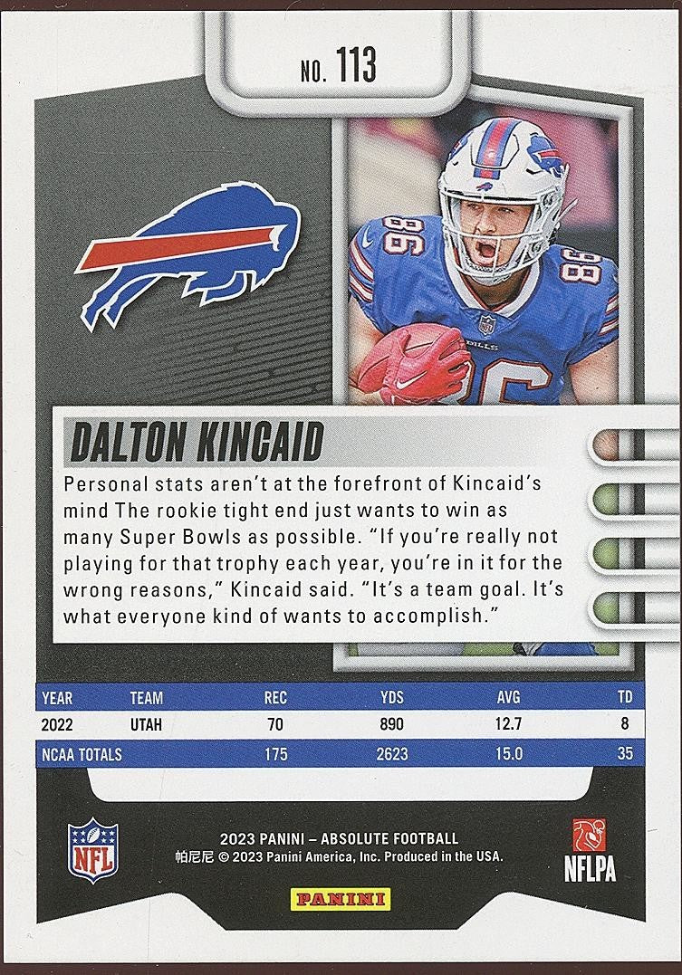 Dalton Kincaid 2023 Absolute GOLD Rookie RC Buffalo Bills 6/25