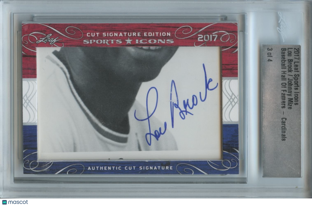 Lou Brock / Johnny Mize 2017 Leaf Cut Signature Dual Auto Autograph Cardinals