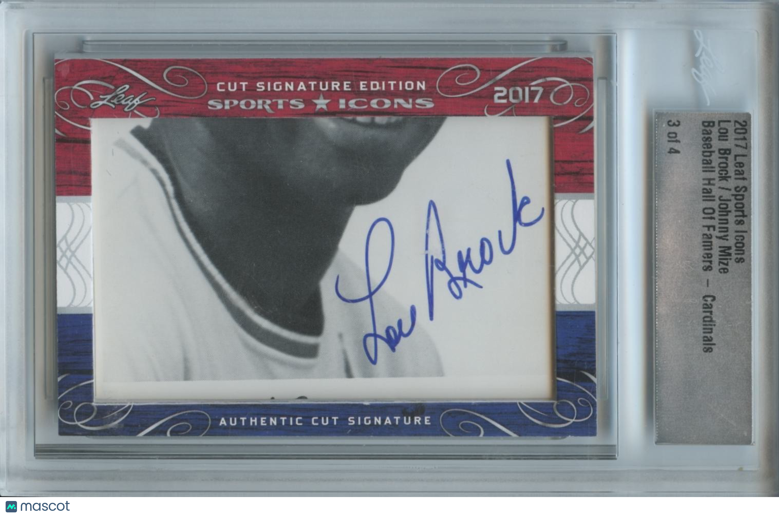 Lou Brock / Johnny Mize 2017 Leaf Cut Signature Dual Auto Autograph Cardinals