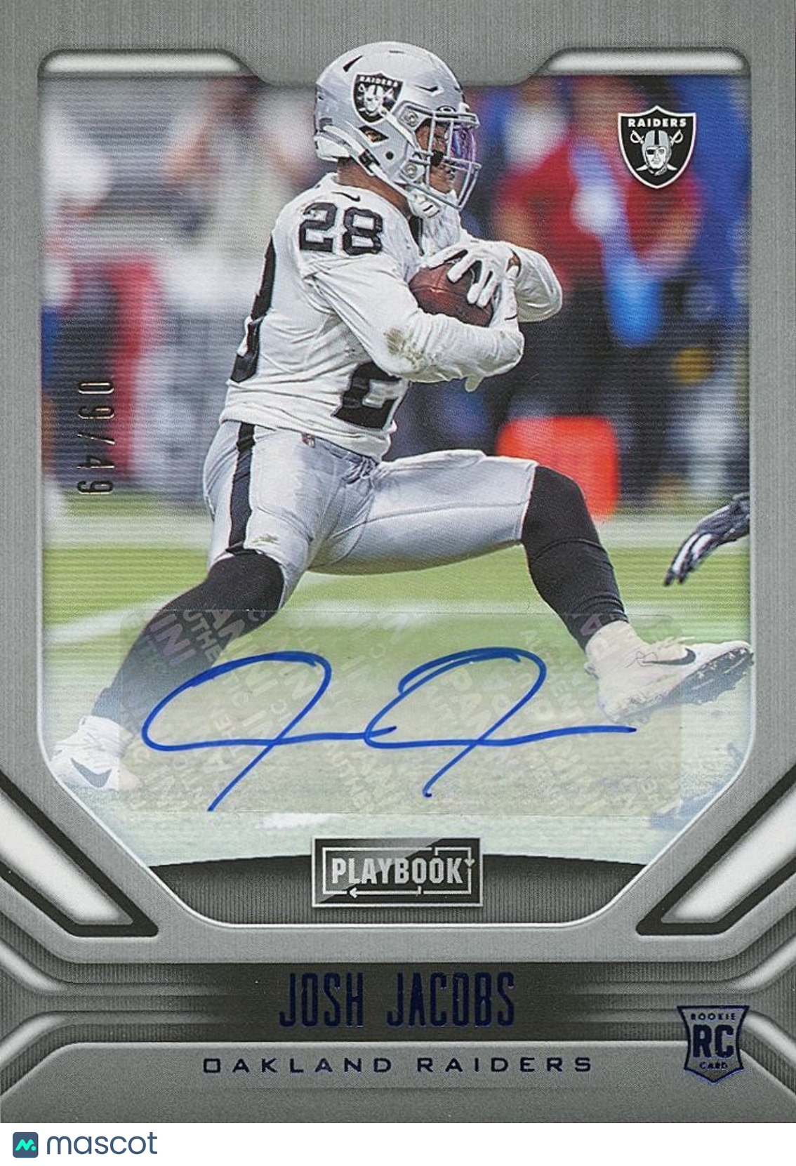 Josh Jacobs 2019 Playbook Auto Autograph RC Rookie Oakland Raiders 9/49