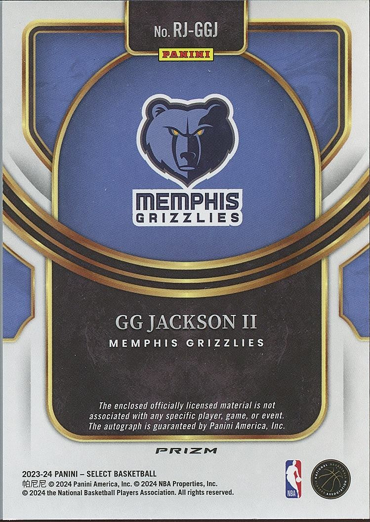 GG Jackson II 2023-24 Select Fastbreak Auto Autograph Patch RC Memphis Grizzlies