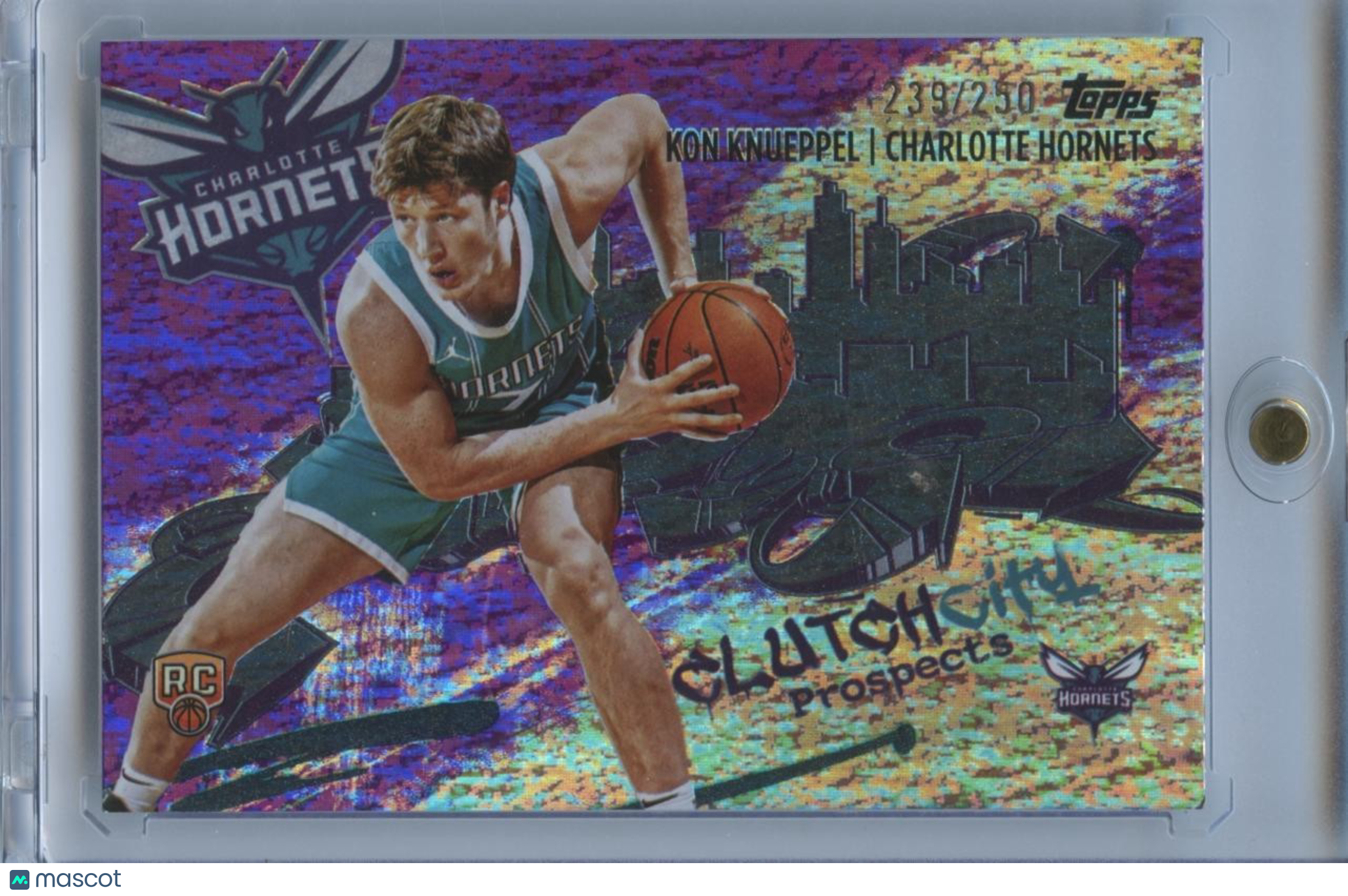 Kon Knueppel 2025-26 Topps Clutch City Purple Rookie RC Hornets 239/250