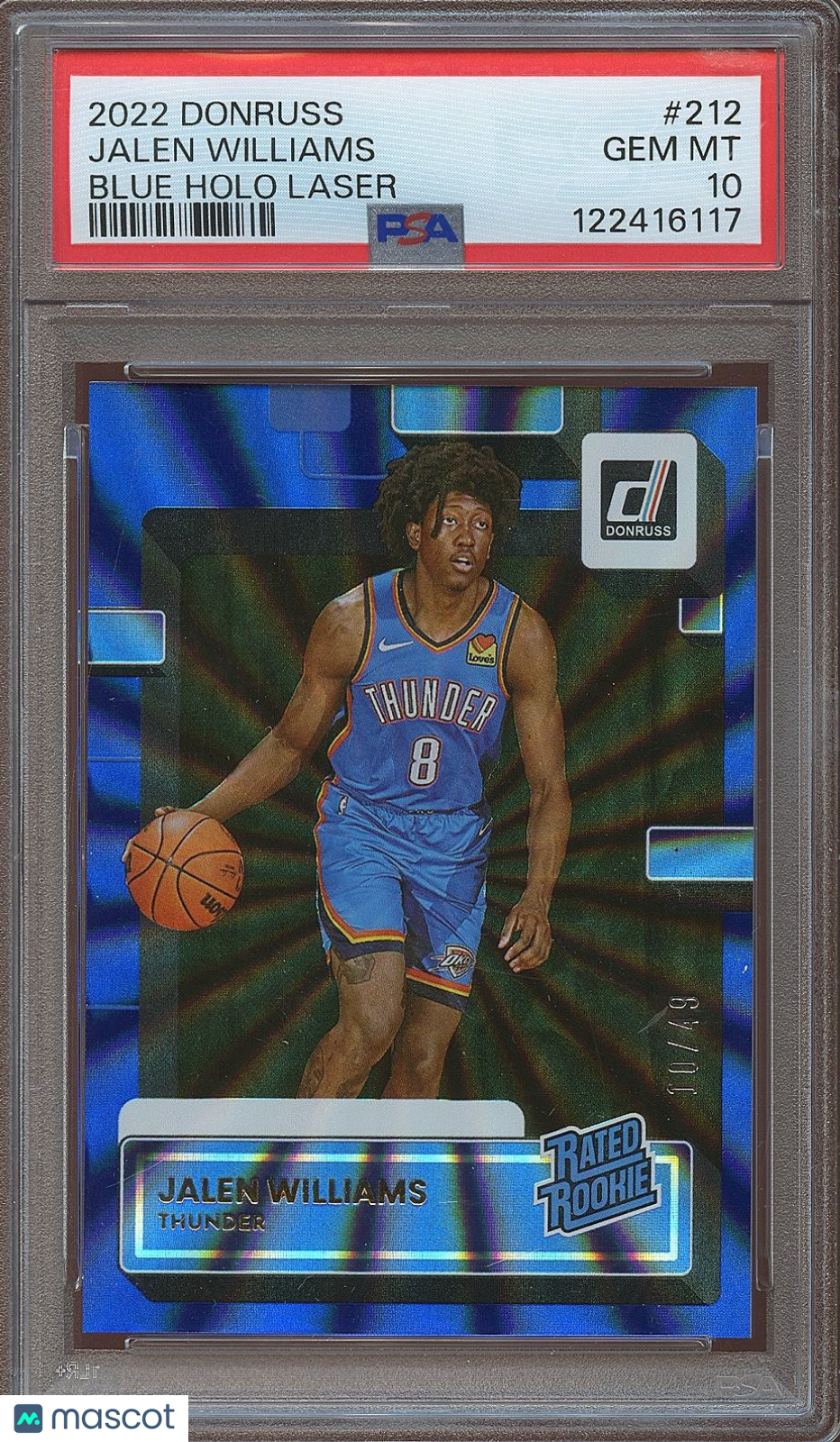 Jalen Williams 2022-23 Donruss Rated Rookie Blue RC OKC Thunder 10/49 PSA 10