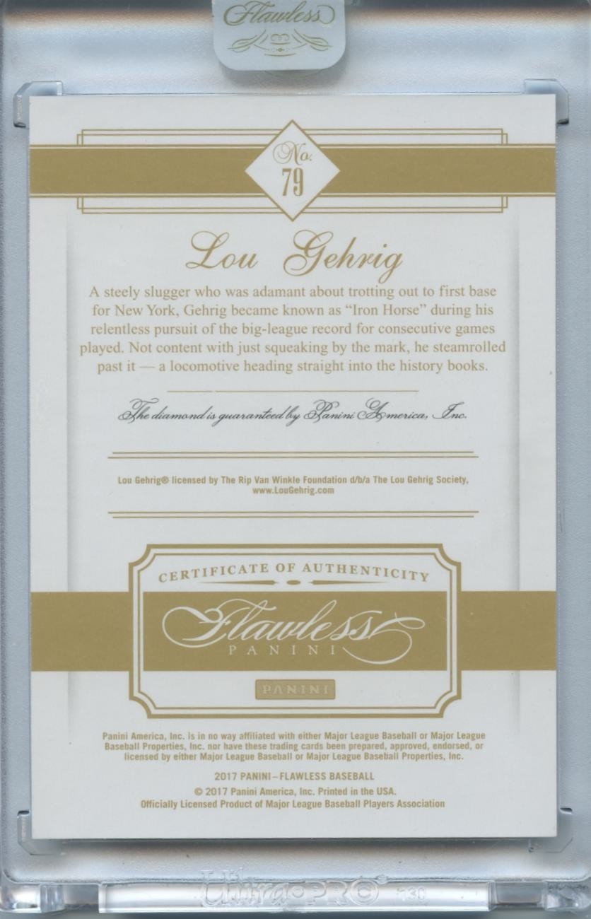 Lou Gehrig 2017 Flawless Diamond Gem Iron Horse New York Yankees 14/20