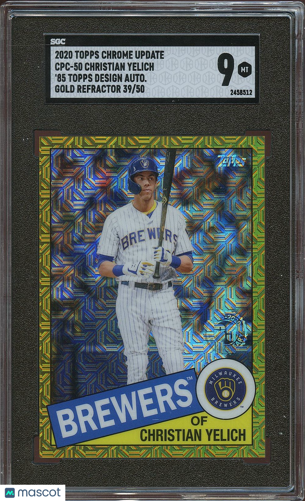 Christian Yelich 2020 Topps Chrome '85 GOLD Refractor Brewers 39/50 SGC 9