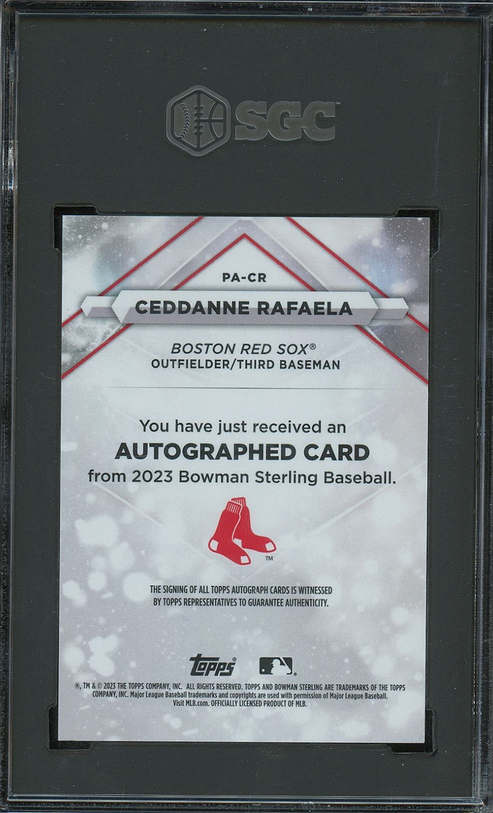 Ceddanne Rafaela 2023 Bowman Sterling Auto Autograph Red Sox 19/25 SGC 9 10
