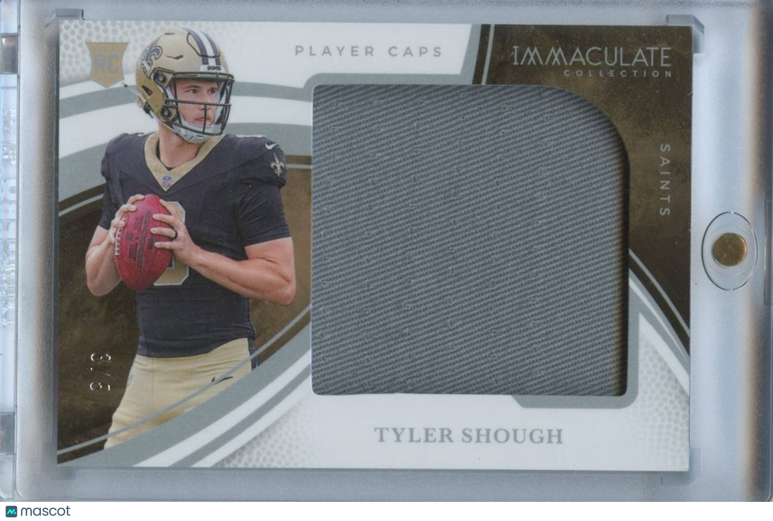 Tyler Shough 2025 Immaculate Caps Patch Rookie RC 3/5 New Orleans Saints