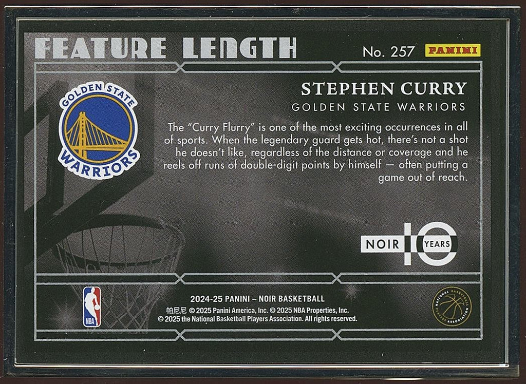 Stephen Curry 2024-25 NOIR Feature Length Golden State Warriors #257 20/25