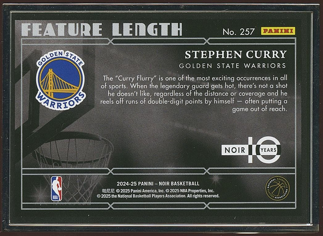 Stephen Curry 2024-25 NOIR Feature Length Golden State Warriors #257 20/25