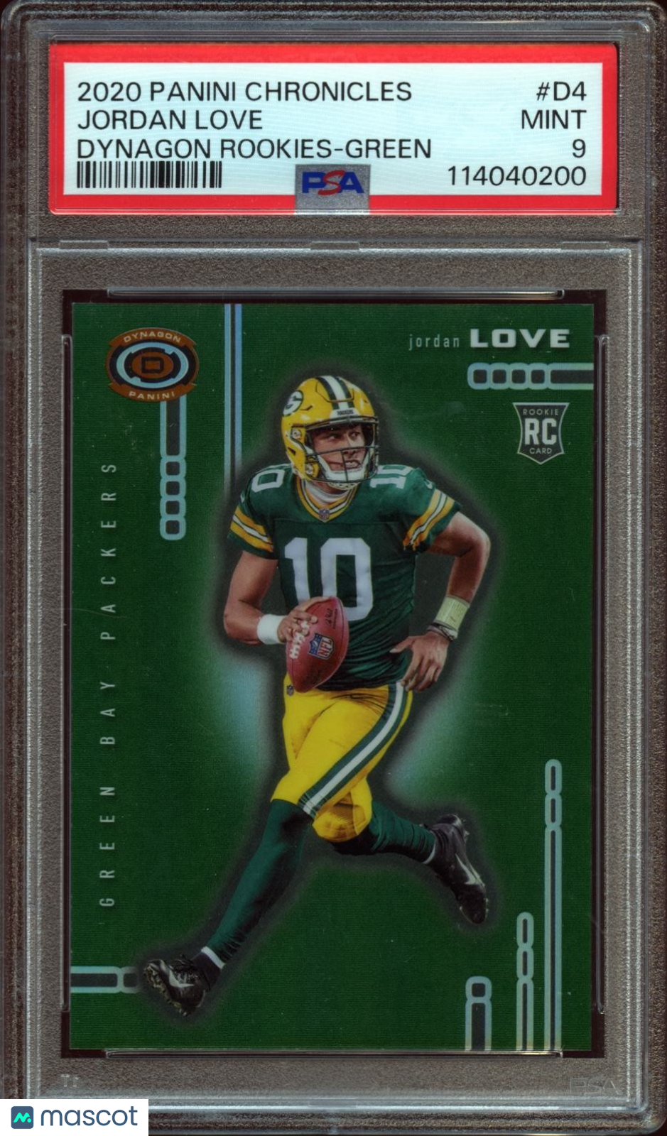 Jordan Love 2020 Dynagon GREEN Prizm Rookie RC Green Bay Packers 11/49 PSA 9