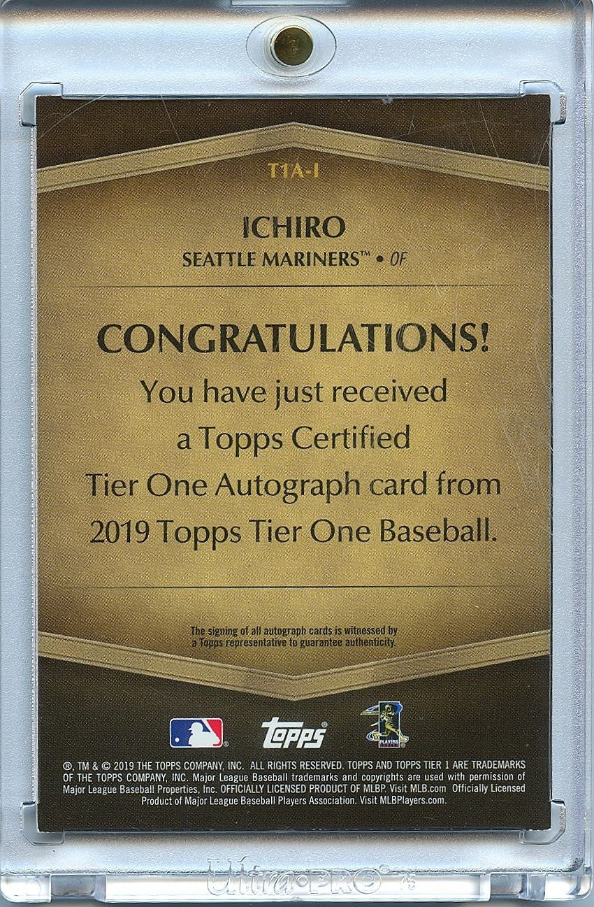 Ichiro 2019 Tier One On Card Auto Autograph Seattle Mariners 13/25