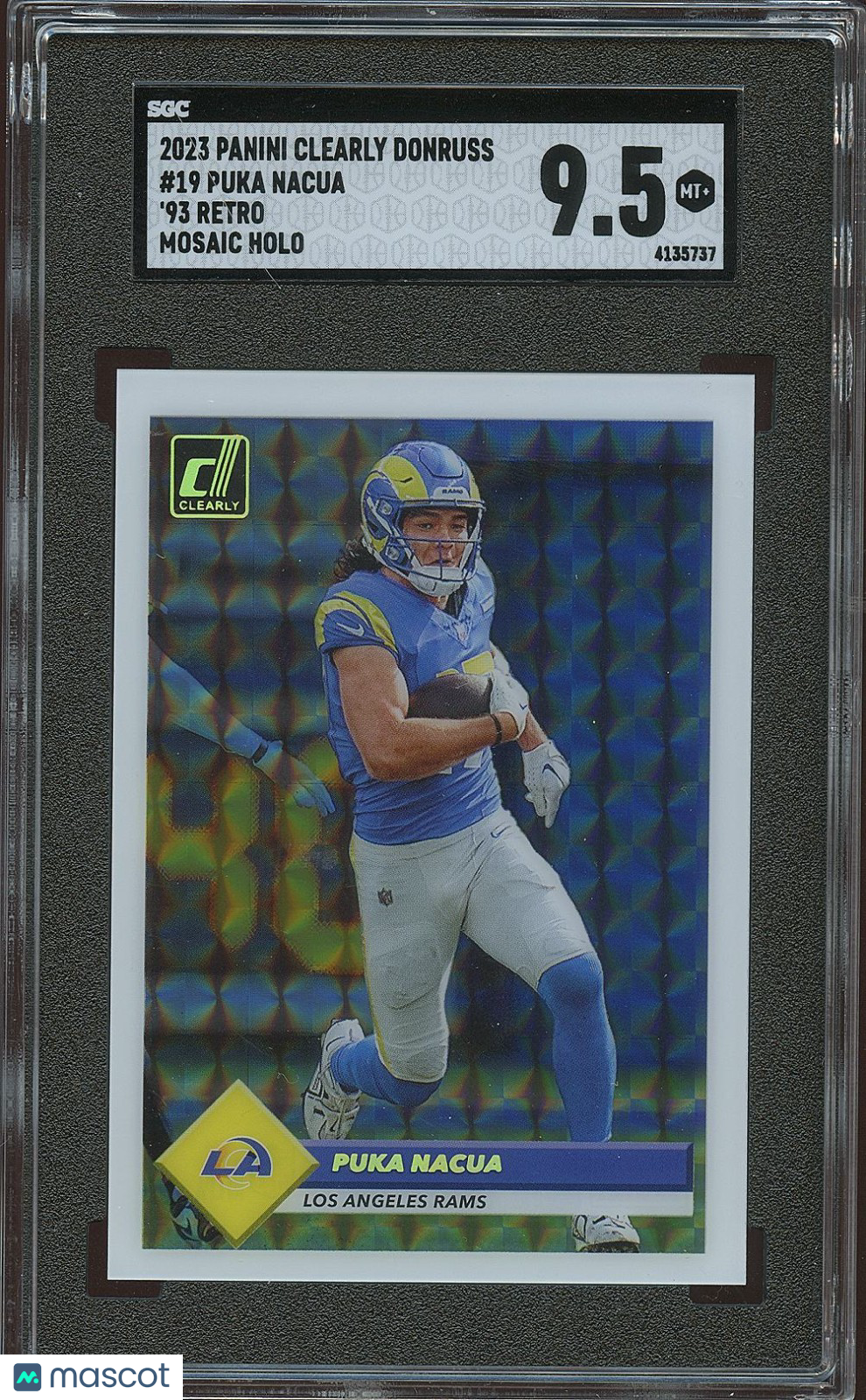 Puka Nacua 2023 Clearly Donruss '93 Retro Mosaic GOLD SSP RC Rookie Rams SGC 9.5