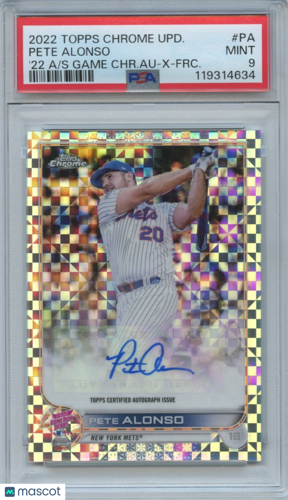 Pete Alonso 2022 Topps Chrome XFractor Auto Autograph New York Mets 60/125 PSA 9