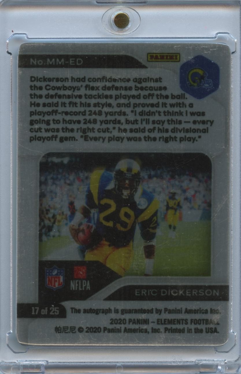 Eric Dickerson 2020 Elements Mettle Moments Auto Autograph LA Rams 17/25