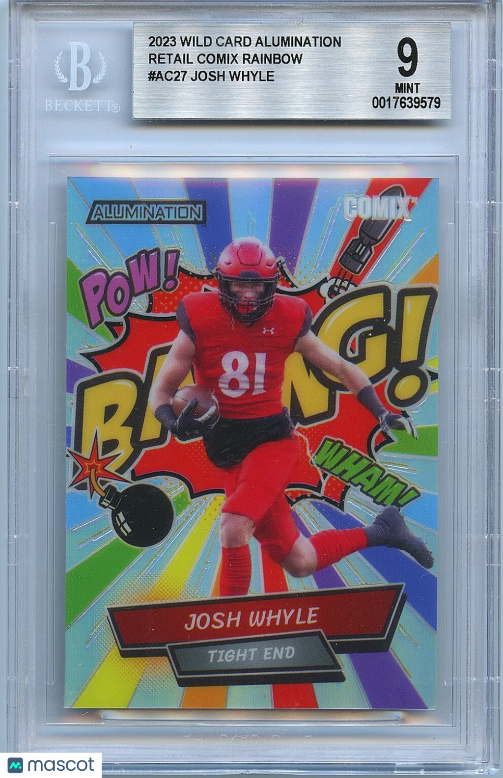 Josh Whyle 2023 Wild Card BANG! Rainbow Rookie RC Cincinnati Bearcats 1/1 BGS 9