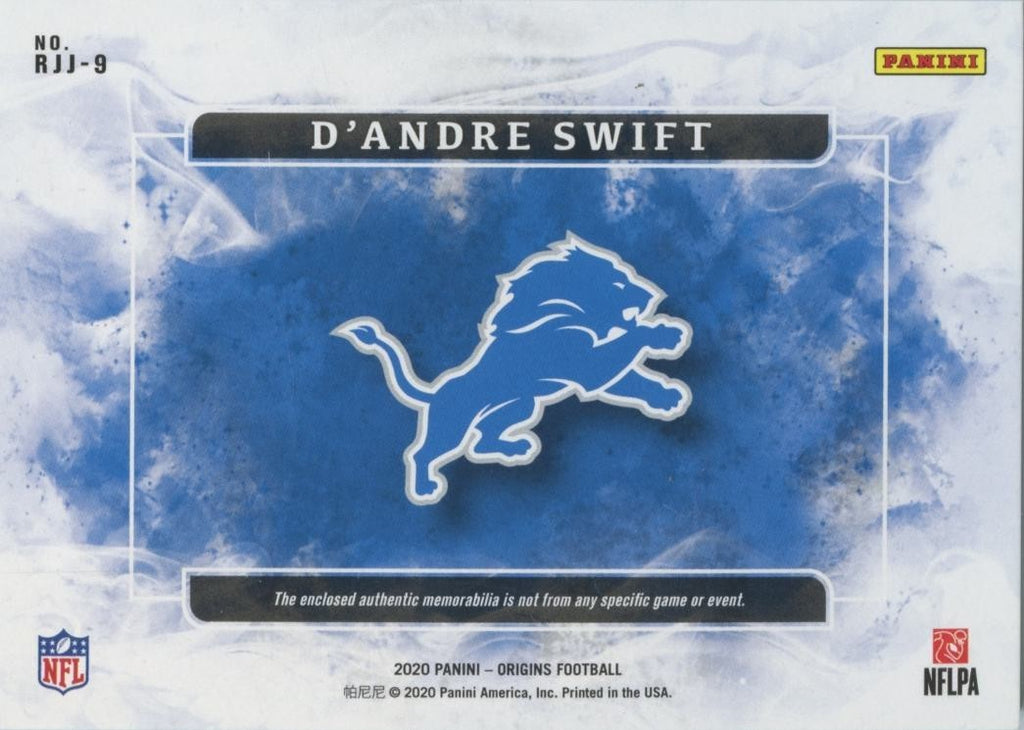 D'Andre Swift 2020 Origins GOLD Jersey Patch Rookie RC Detroit Lions 3/10