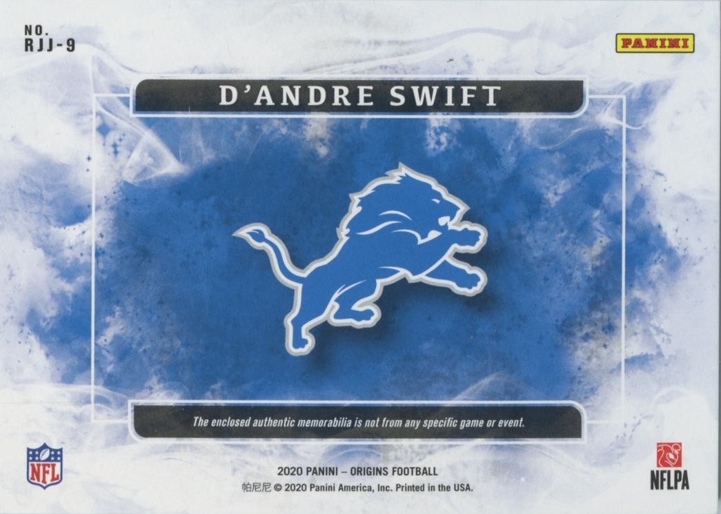 D'Andre Swift 2020 Origins GOLD Jersey Patch Rookie RC Detroit Lions 3/10