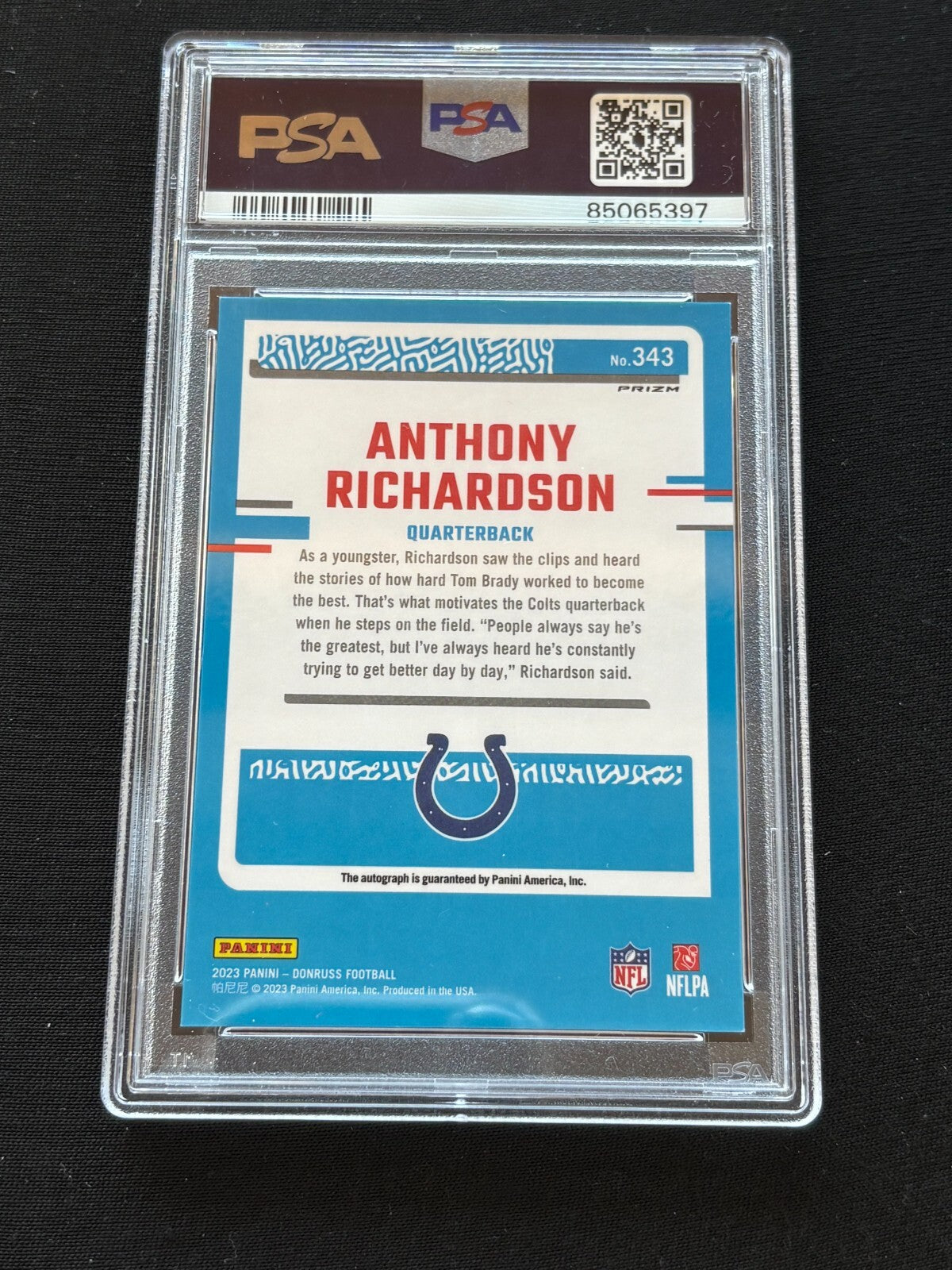 Anthony Richardson 2023 Optic Rated Rookie Auto Autograph HOLO RC Colts PSA 9