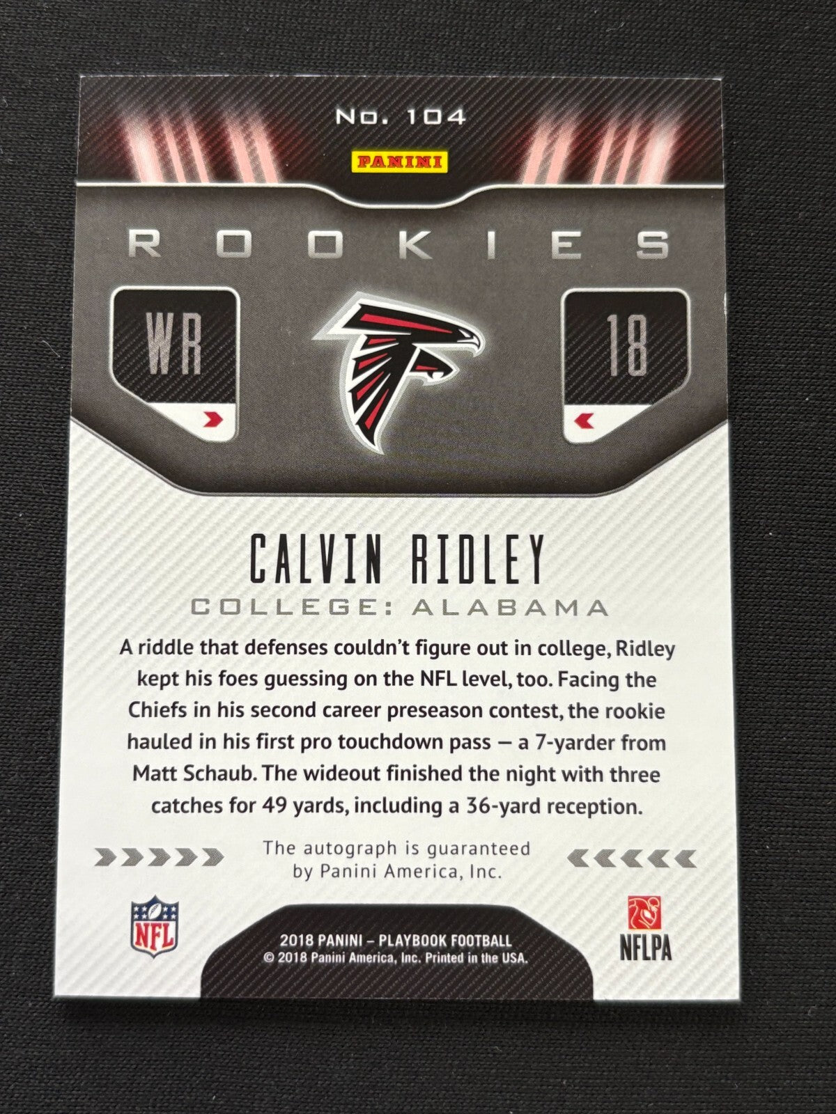 Calvin Ridley 2018 Playbook Auto Autograph RC Rookie SSP Atlanta Falcons 23/25